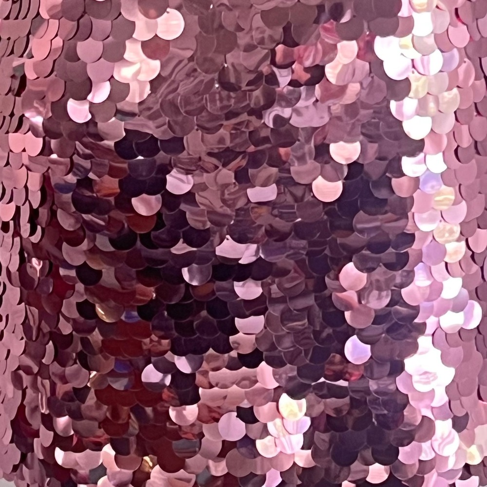 Sequin Mini Dress Womens M Large Disc Paillette Pink Disco Party Glam - Picture 9 of 9